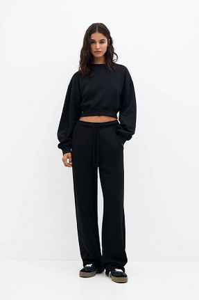 شلوار مشکی زنانه پنبه ای Pull & Bear - کد 874206136