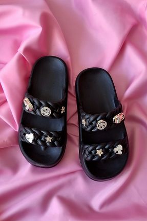 دمپائی خانگی مشکی زنانه پاشنه کوتاه (1 - 4 سانتی متر) Akınal Bella - کد 834430890