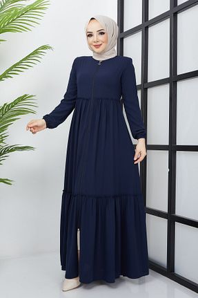 مانتو بلند حجاب سرمه ای زنانه hafsamina - کد 743000971