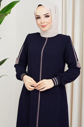 مانتو بلند حجاب سرمه ای زنانه hafsamina - کد 701537766