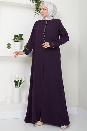 مانتو بلند حجاب بنفش زنانه hafsamina - کد 841356561