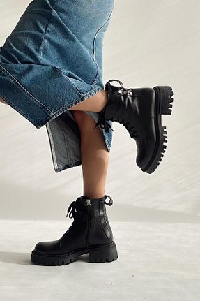 بوت / نیم بوت مشکی زنانه چرم خالص nope21shoess - کد 778499372