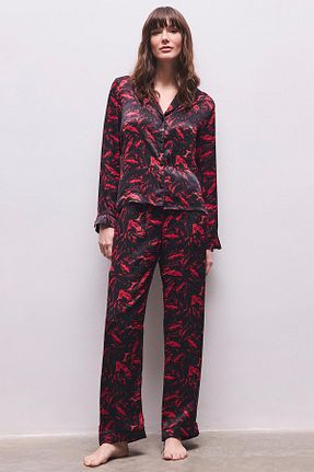 ست لباس راحتی مشکی زنانه طرح دار Feu De Elu - کد 803257548