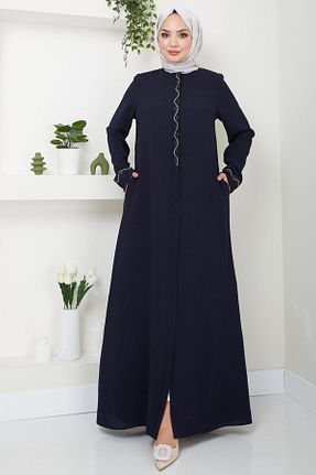 مانتو بلند حجاب سرمه ای زنانه hafsamina - کد 841341117