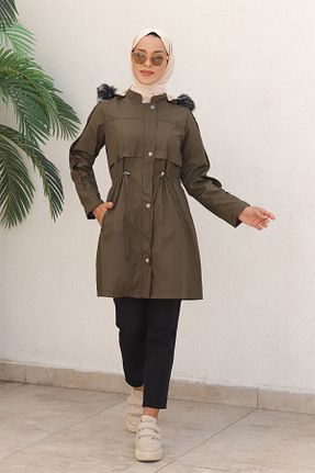 کاپشن حجاب خاکی زنانه رگولار hafsamina - کد 826008416