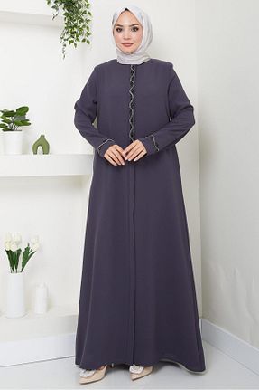 مانتو بلند حجاب طوسی زنانه hafsamina - کد 841340329