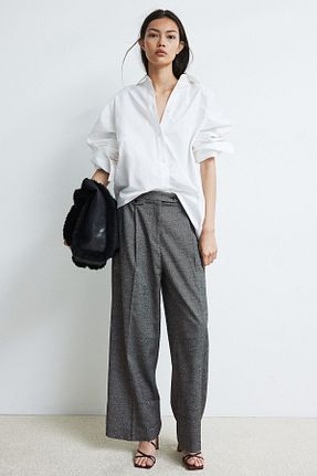 شلوار طوسی زنانه پاچه لوله تفنگی H&M - کد 858378408