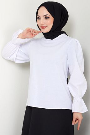 بلوز حجاب سفید زنانه رگولار hafsamina - کد 830202869