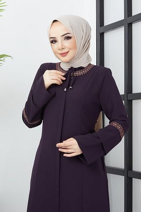 مانتو بلند حجاب بنفش زنانه hafsamina - کد 635375511