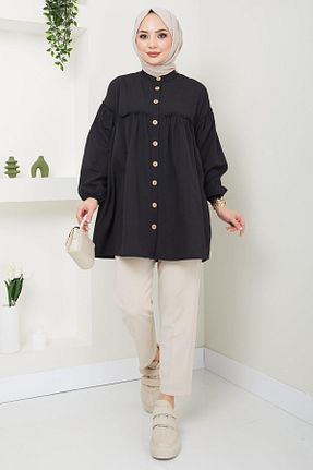 تونیک حجاب مشکی زنانه پلی استر hafsamina - کد 826023852