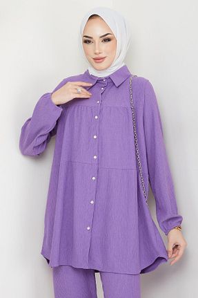 ست بالاتنه و پائین تنه حجاب بنفش زنانه رگولار hafsamina - کد 710257121