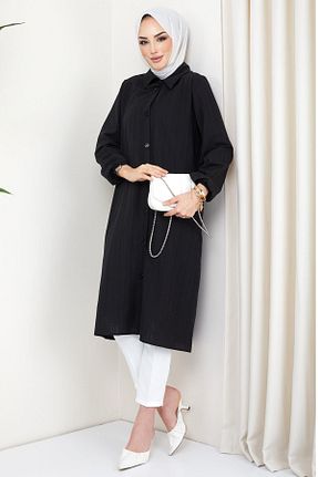 تونیک حجاب مشکی زنانه پنبه پلی استر hafsamina - کد 696145382