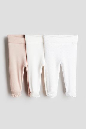 پائین تنه راحتی سفید بچه گانه پنبه ای H&M - کد 857901314