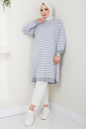 تونیک حجاب طوسی زنانه پلی استر hafsamina - کد 839408496