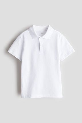 پولوشرت سفید بچه گانه پنبه ای H&M - کد 855530869
