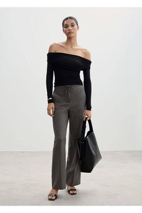 شلوار طوسی زنانه الاستین MANGO - کد 856988090