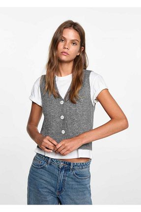 جلیقه طوسی زنانه رگولار MANGO Teen - کد 847341799