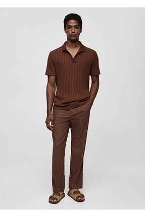 تیشرت قهوه ای مردانه رگولار MANGO Man - کد 834500501