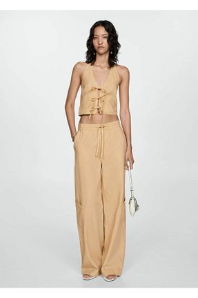 شلوار بژ زنانه پارچه MANGO - کد 857000138
