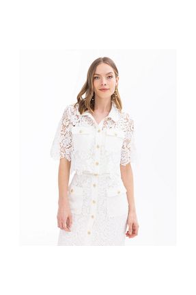 پیراهن سفید زنانه کراپ SEÇİL - کد 822784969