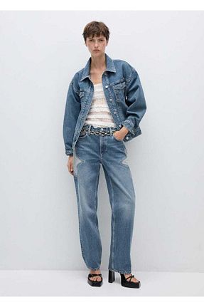 شلوار جین آبی زنانه رگولار MANGO - کد 853035602