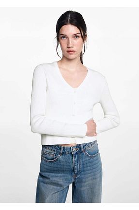 پلیور سفید زنانه ساده MANGO Teen - کد 844613042