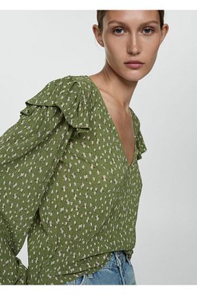 تیشرت سبز زنانه رگولار MANGO - کد 862819498