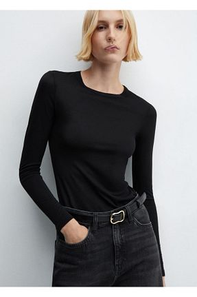 تیشرت مشکی زنانه اسلیم فیت MANGO - کد 832592627