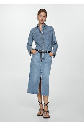 دامن آبی زنانه جین MANGO - کد 849278288