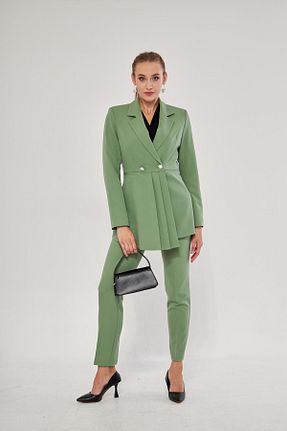 کت و شلوار خاکی زنانه یقه کتی LOVELF - کد 855224344