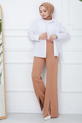 شلوار حجاب قهوه ای زنانه بافت hafsamina - کد 841948216