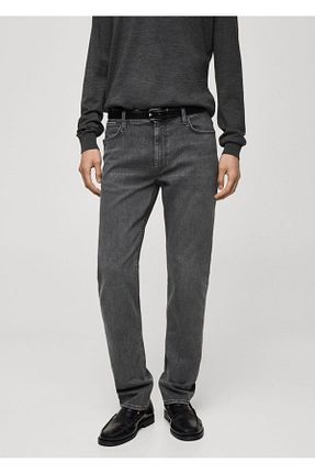 شلوار جین طوسی مردانه رگولار MANGO Man - کد 845216132