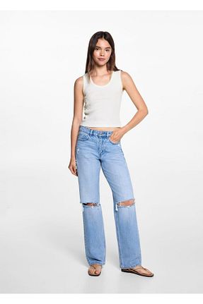 تیشرت سفید زنانه رگولار MANGO Teen - کد 838744108