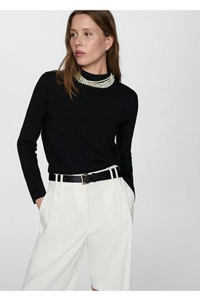 پلیور مشکی زنانه ساده MANGO - کد 848238039