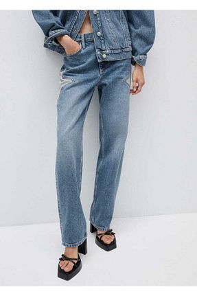 شلوار جین آبی زنانه رگولار MANGO - کد 853035602
