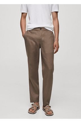 شلوار قهوه ای مردانه پلی استر MANGO Man - کد 857002198