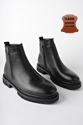 بوت / نیم بوت مشکی مردانه چرم خالص Muggo - کد 754203061
