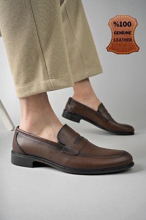 کفش کلاسیک قهوه ای مردانه چرم خالص Muggo - کد 810234207