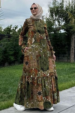 لباس حجاب نارنجی زنانه اورسایز Rabia Şamlı - کد 345886709