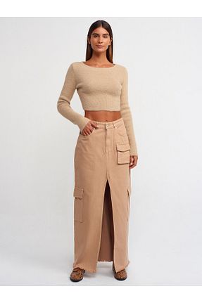 دامن بژ زنانه پنبه ای Dilvin - کد 786966809