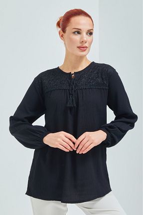 بلوز مشکی زنانه ساده Elçelya Moda - کد 448645191