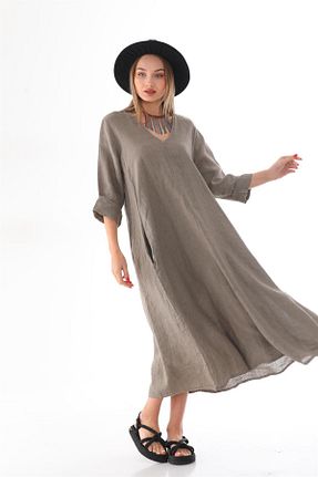 لباس بژ زنانه بافتنی Bohem Stil - کد 769964335