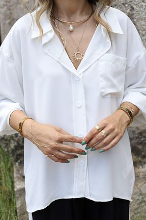 پیراهن سفید زنانه اورسایز bytugcekaya - کد 837005245