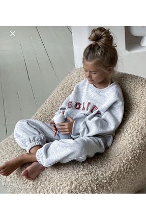 ست بالاتنه و پائین تنه طوسی بچه گانه بافتنی barin kids - کد 792283960