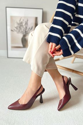 کفش مجلسی زرشکی زنانه پاشنه نازک POLKA STORE - کد 794683389