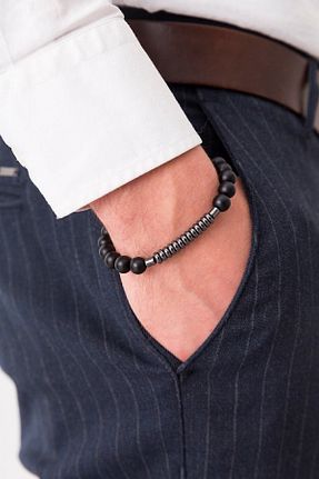 دستبند جواهر نارنجی مردانه سنگ طبیعی Binegger - کد 35523911