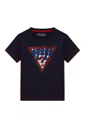 تیشرت مشکی بچه گانه یقه دوچرخه Guess - کد 858664500
