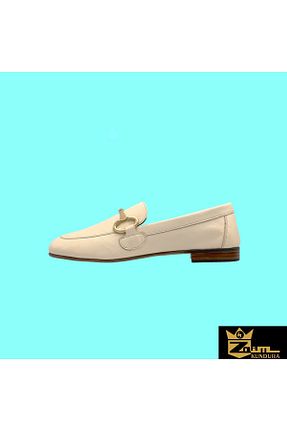 کفش لوفر بژ زنانه چرم خالص Zaim Kundura - کد 858696229