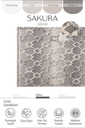 فرش طوسی قابل شستشو Cool Halı - کد 312625299