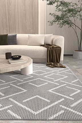 فرش طوسی قابل شستشو Cool Halı - کد 464338480